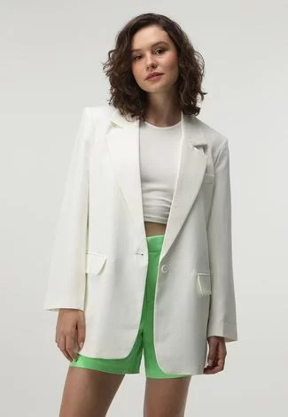 Blazer Only Alongado Branco | Dafiti (BR)