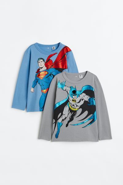 2-pack Printed Cotton Jersey Shirts | H&M (US + CA)