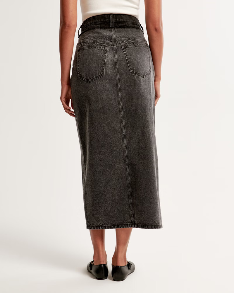 Stacked Waistband Denim Maxi Skirt | Abercrombie & Fitch (US)