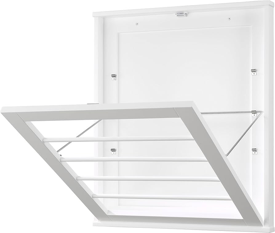 Whitmor MDF, Wood, Steel Wall Mounted Drying Rack for Storage, White | Amazon (US)