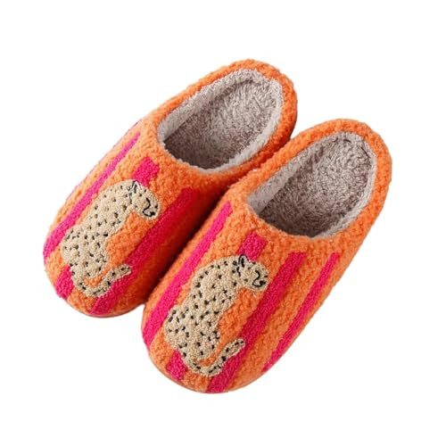 YJEUS Women's Men's Cute Slippers Fuzzy Memory Foam Kawaii Cartoon Animal Slippers Winter Warm Fluffy Shoes Couple Plush Slipper Cloud Slide Slipper Leopard 41-42 | Amazon (US)