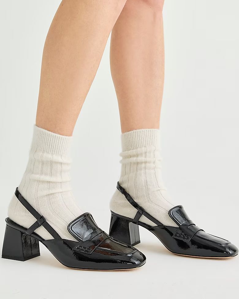 Layne slingback loafer heels in crinkle leather | J.Crew US