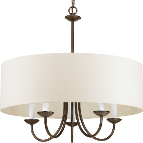 Progress Lighting P4217-20 5-Lt. Chain Hung Fixture Off-white linen fabric shade | Amazon (US)