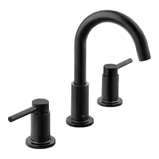 Dorind 8 in. Widespread Double-Handle High-Arc Bathroom Faucet in Matte Black | The Home Depot