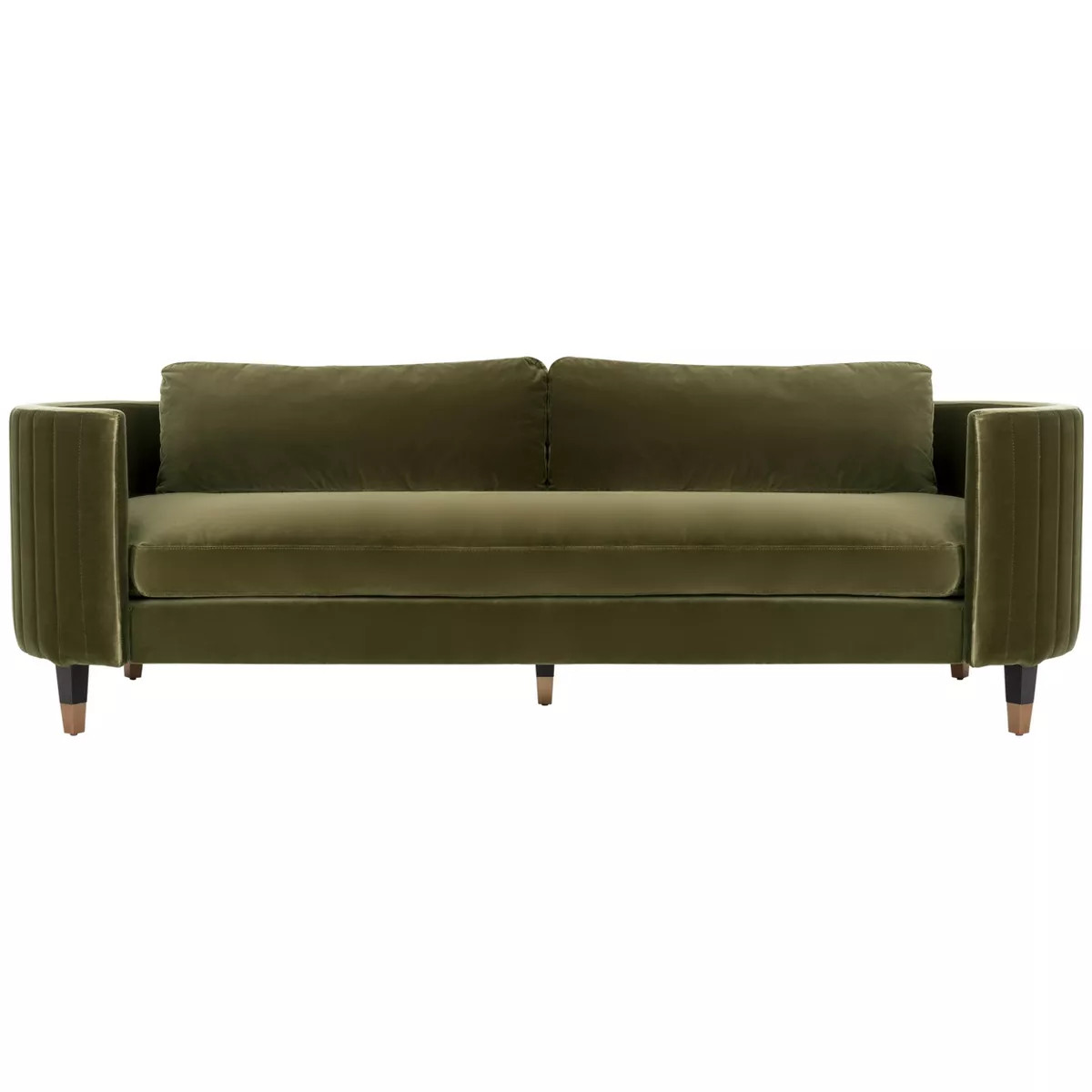 Winford Velvet Sofa Olive - Safavieh | Target