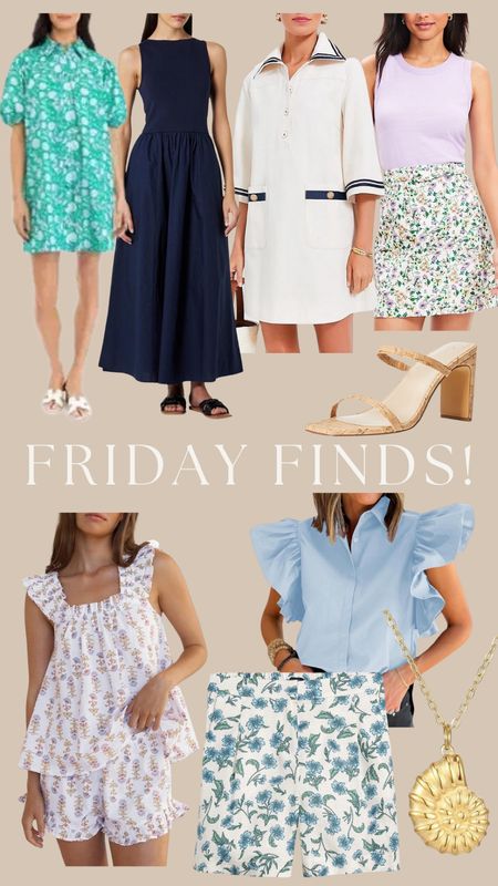 FRIDAY FINDS! Best selling dress this week, new amazon the drop dress, ordered this classic white dress, new loft arrival, Amazon pjs, Jcrew factory shorts, the cutest ruffle top, a pretty shell necklace and the best heels are on sale! 

#LTKfindsunder100 #LTKstyletip #LTKshoecrush