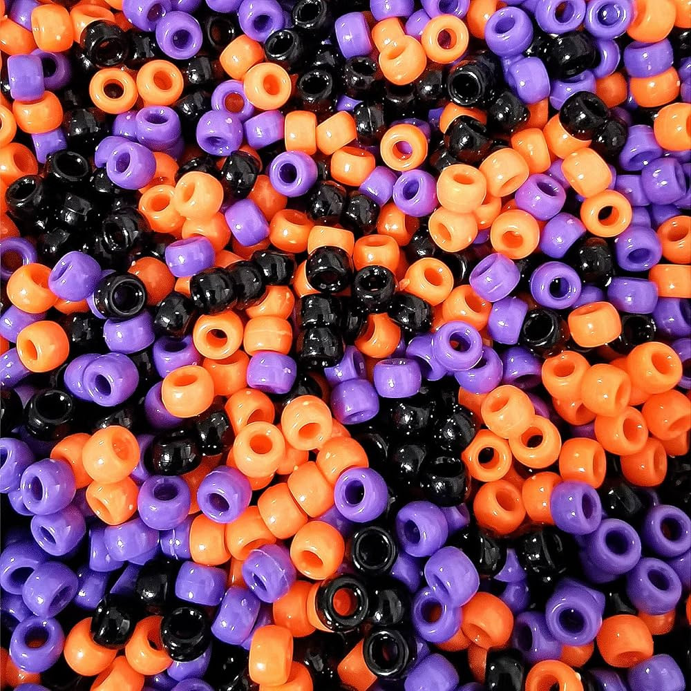 Looconi 1000pcs 6x9mm Mixed Colors Orange Black Purple Pony Beads for Halloween | Amazon (CA)