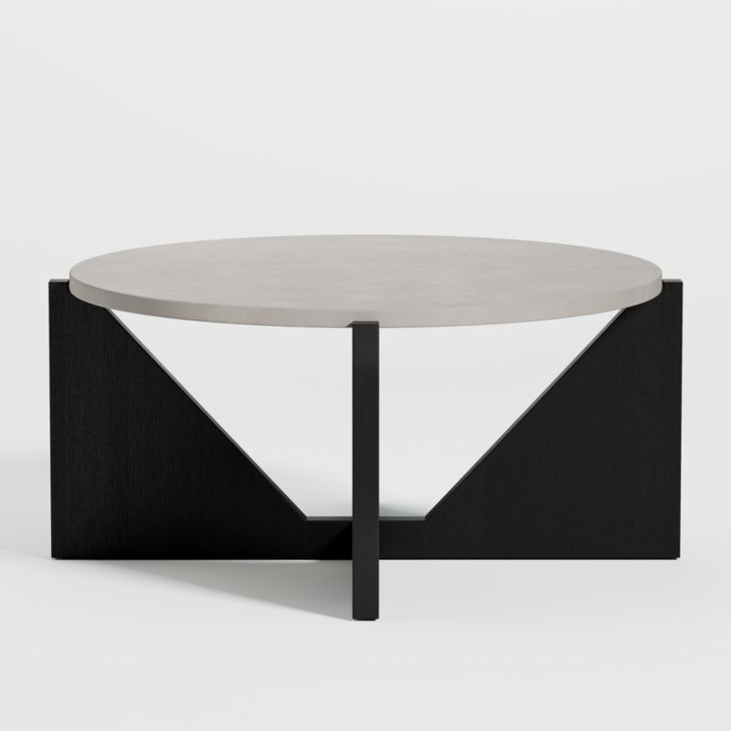 Miro Concrete Coffee Table with Black Wood Base | Crate & Barrel | Crate & Barrel