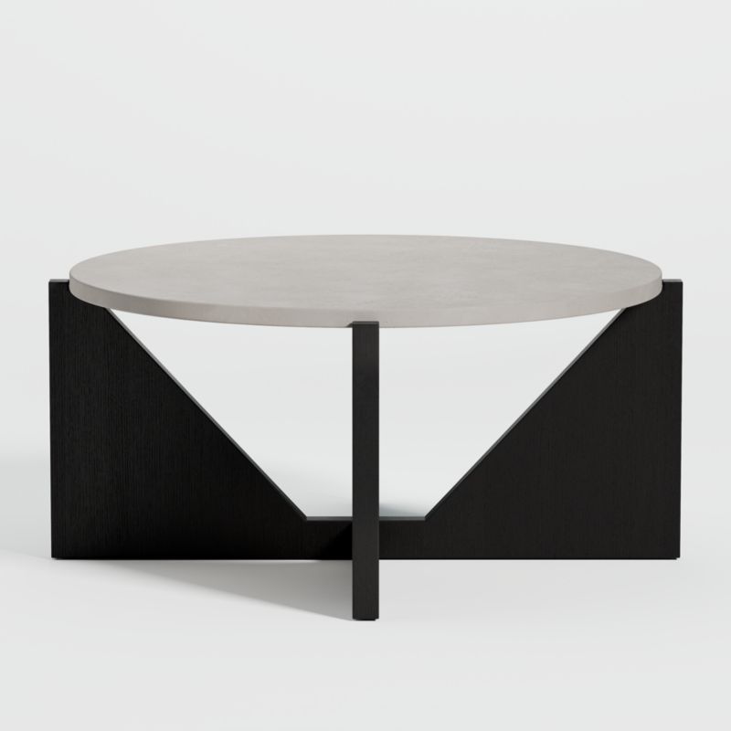 Miro Concrete Coffee Table with Black Wood Base | Crate and Barrel | Crate & Barrel