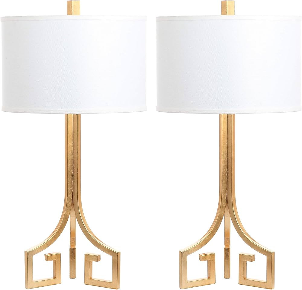 SAFAVIEH Lighting Collection Arabelle Modern Contemporary Greek Key Gold 28-inch Bedroom Living R... | Amazon (US)