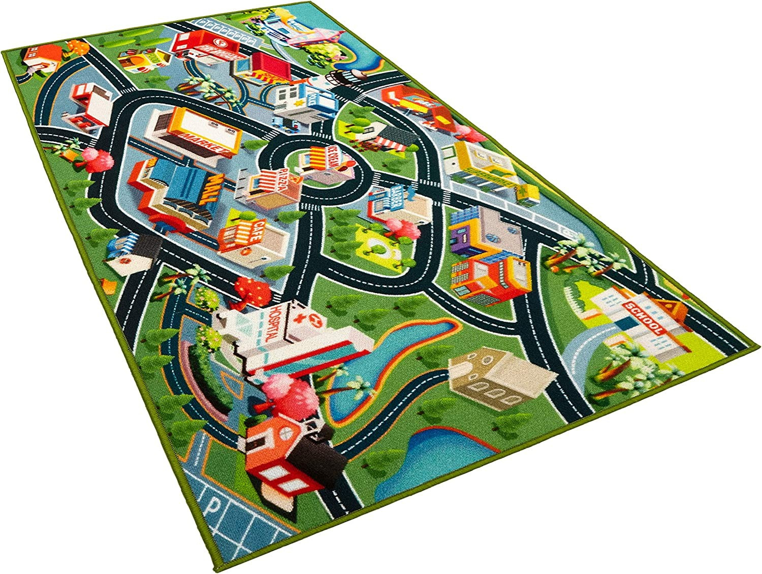 Kids Carpet Playmat Rug - Fun Carpet City Map for Hot Wheels Track Racing and Toys - Floor Mats f... | Amazon (US)