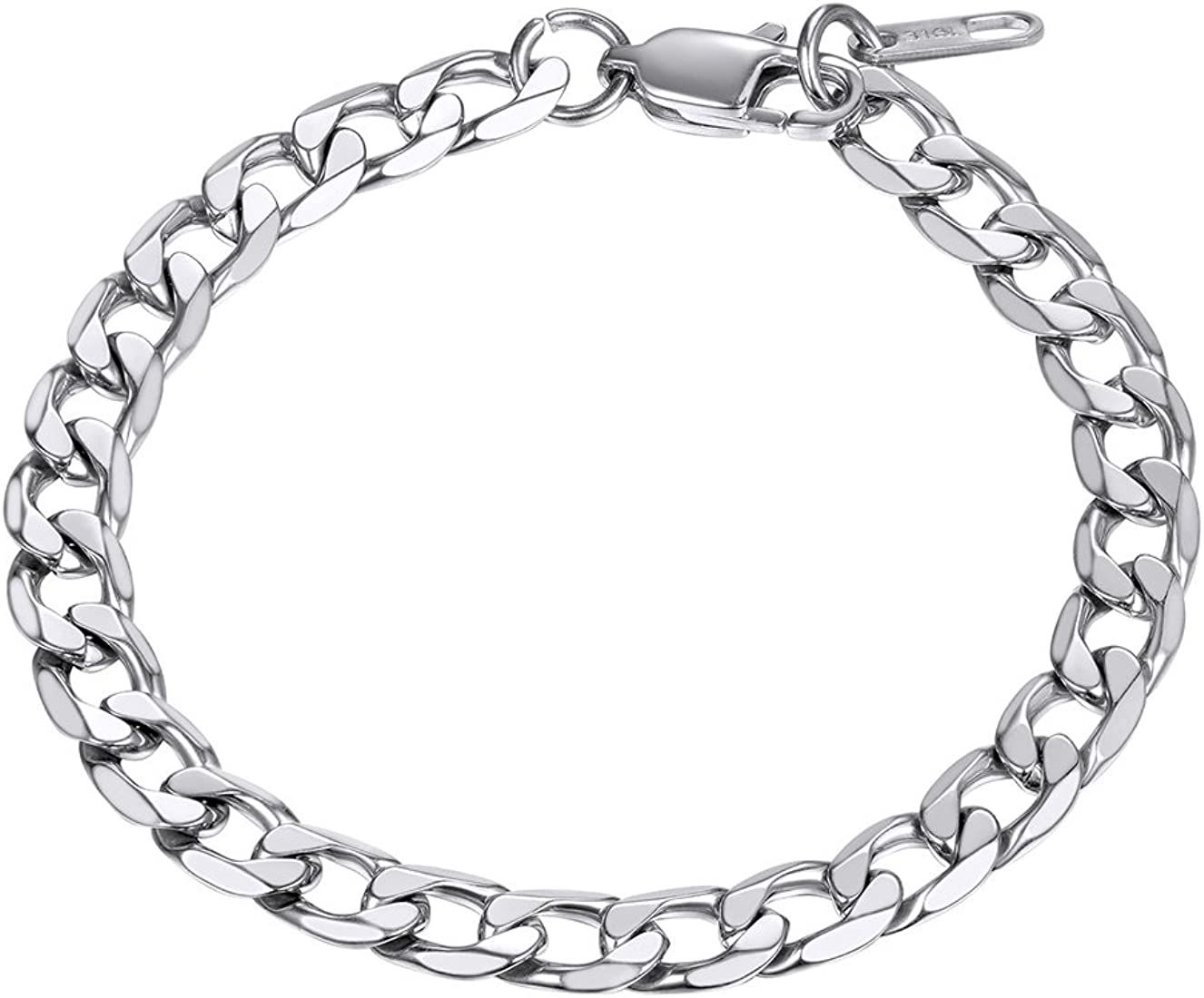 PROSTEEL Chain Bracelet Mens Women Man Jewelry Gifts Him Curb Chains Silver Bangle Stainless Stee... | Amazon (US)