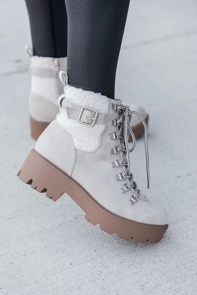 Adele Grey Lace Up Booties | The Pink Lily Boutique