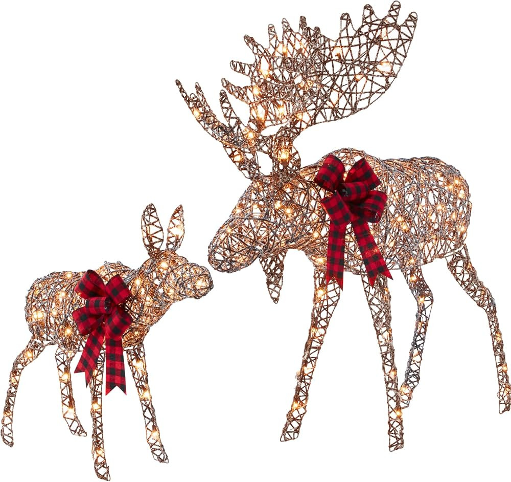 Best Choice Products 5ft 2-Piece Moose Family, Lighted Outdoor Christmas Yard Decoration, Light-U... | Amazon (US)