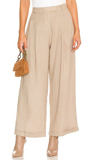 Lyla Linen Trouser in Sand | Revolve Clothing (Global)