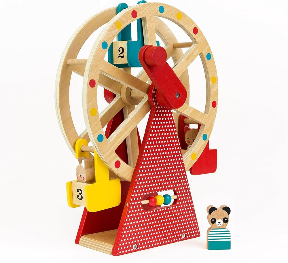 Petit Collage Ferris Wheel Carnival Wooden Toy, 2 Animal Characters Included – Pre-Assembled Wo... | Amazon (US)