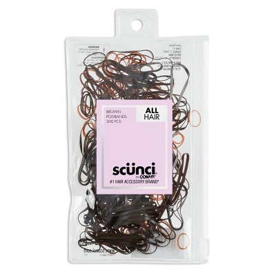 scünci Mixed Size Polyband Elastic Hair Ties - Brown - 300pcs | Target