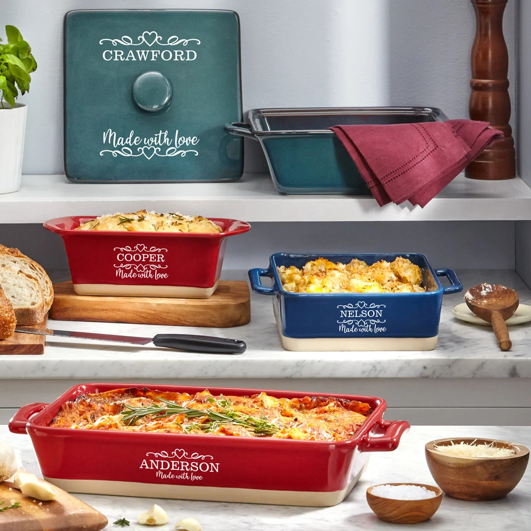 Personalized Made With Love Stoneware for Her the Pasta Lover the Foodie 5 Different Pan Options ... | Etsy (US)