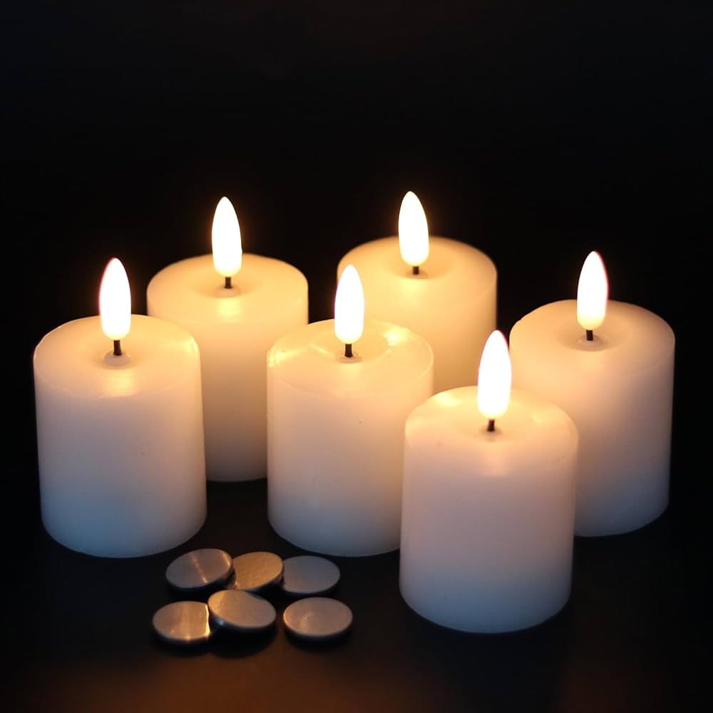 GenSwin Flameless Pillar Candles Flickering with Timer, Battery Operated Real Wax LED Votive 3D W... | Amazon (US)
