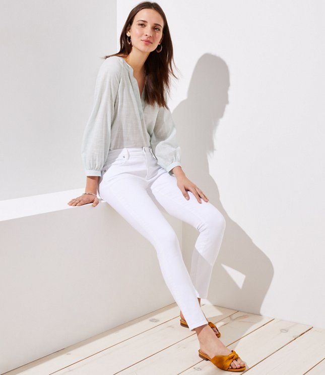 Modern Skinny Jeans in White | LOFT | LOFT