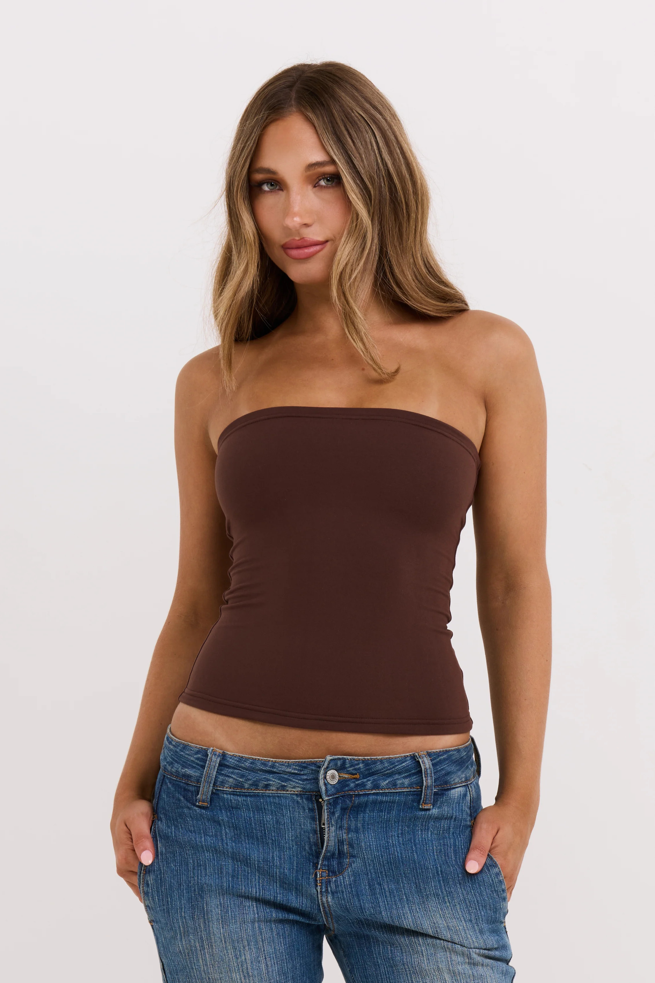 Espresso Strapless Tank Top | All for Mimi