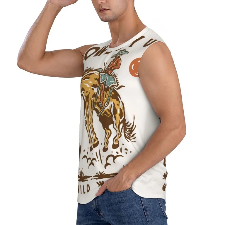 Haiem Men's Cowboy Up Vintage Wild West Print Tank Tops Summer Sleeveless Cut Off Workout T-Shirt... | Walmart (US)