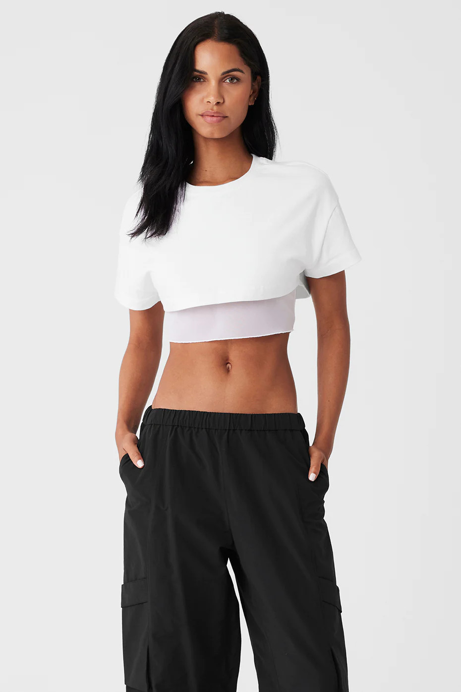Alo YogaÂ® | Made You Look Cropped Short Sleeve T-Shirt in White, Size: Large | Alo Yoga