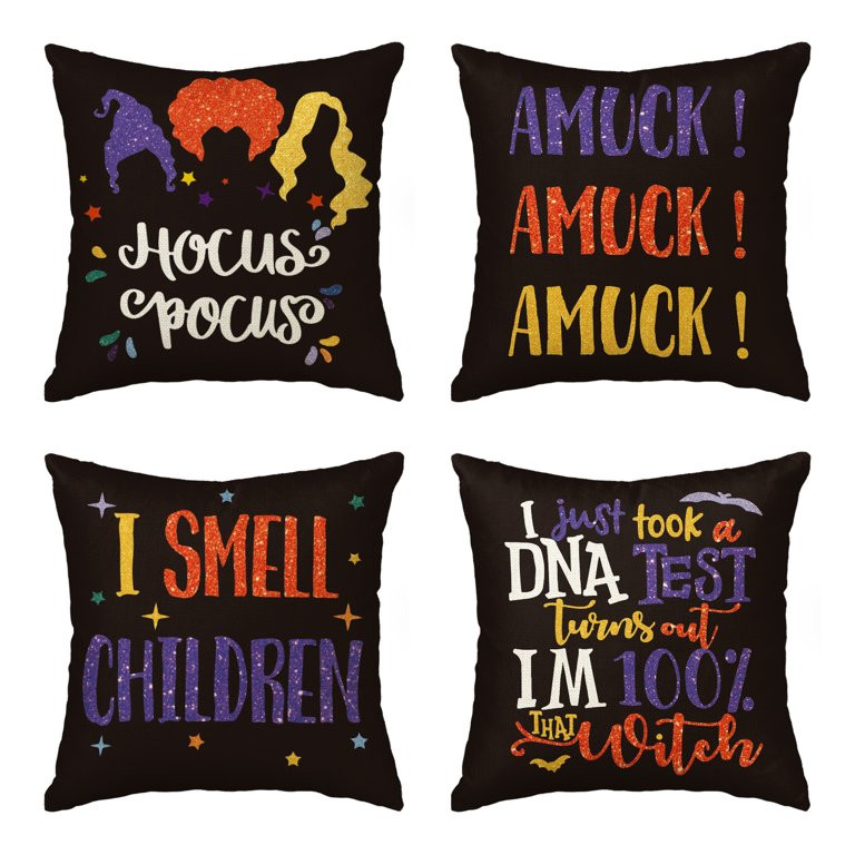 Artoid Mode Sanderson Sisters Hocus Pocus Halloween Throw Pillow Cover 4-Pack 18 x 18 Halloween D... | Walmart (US)