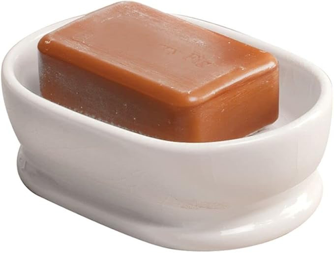 mDesign Decorative Ceramic Bar Soap Dish Tray for Bathroom Vanities, Countertops, Pedestals, Kitc... | Amazon (US)