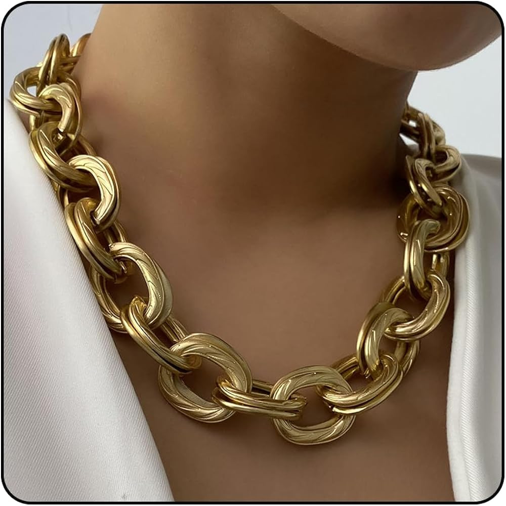 Layered Gold Necklaces Stack for Women, Chunky Choker Necklace for Women Gold Cuban Link Chain Do... | Amazon (US)