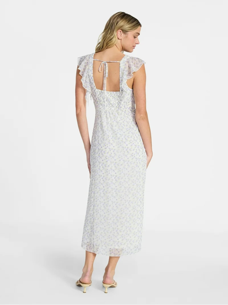 No Boundaries Flutter Sleeve Midi Dress, Women's XXS-XXL | Walmart (US)