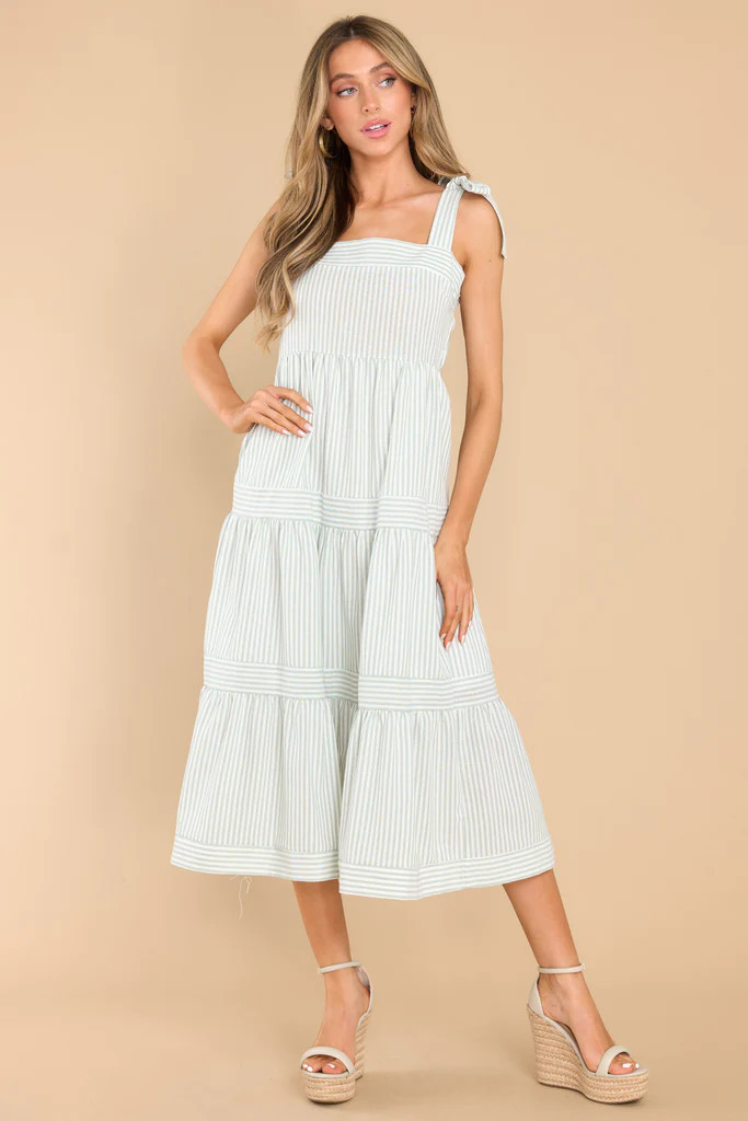 At The Orchard Sage Stripe Maxi Dress | Red Dress 