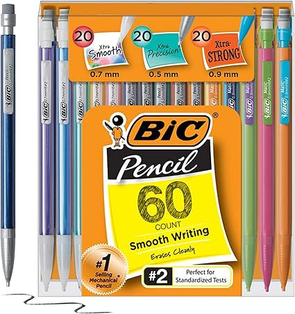 BIC Mechanical Pencil Variety Pack, Number 2 Mechanical Pencils With Erasers, Fine Point (0.5mm),... | Amazon (US)