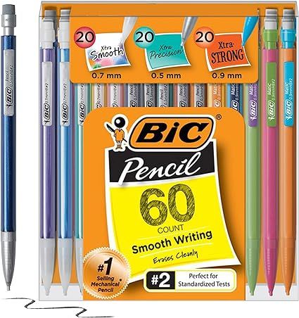 BIC Mechanical Pencil Variety Pack, Number 2 Mechanical Pencils With Erasers, Fine Point (0.5mm),... | Amazon (US)