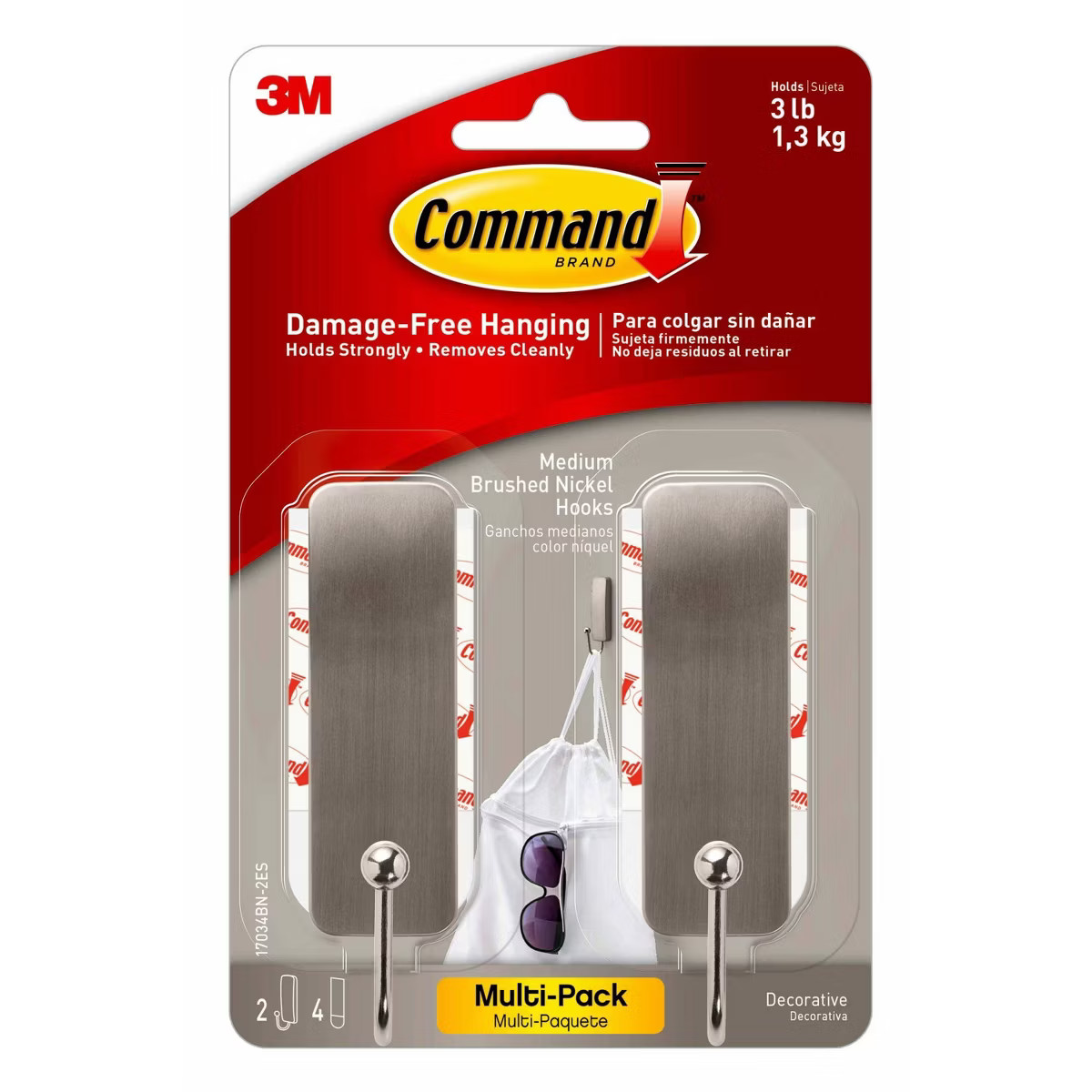 Command 2 Hooks 4 Strips Medium Sized Hooks Nickel | Target