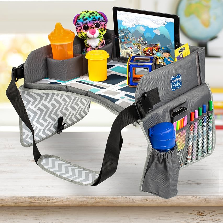 Kenley Kids Travel Tray, Toddler Car Seat Lap Tray, 16.5 x 13.5 Inches (Red/Gray) | Amazon (US)