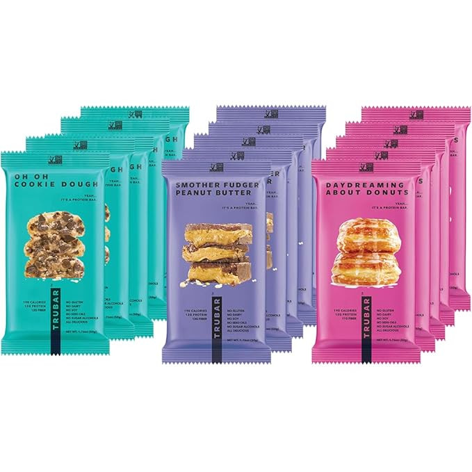 Amazon.com: TRUBAR Vegan Protein Bars, 15 Count Variety Pack, Oh Oh Cookie Dough, Daydreaming Abo... | Amazon (US)