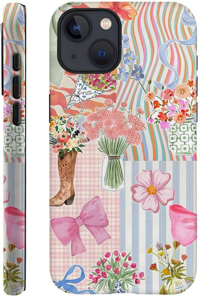 Compatible with for iPhone 14 Plus,Pink Bow Ribbon Flower Boots Phone Case for Girl Women Boy Men... | Amazon (US)