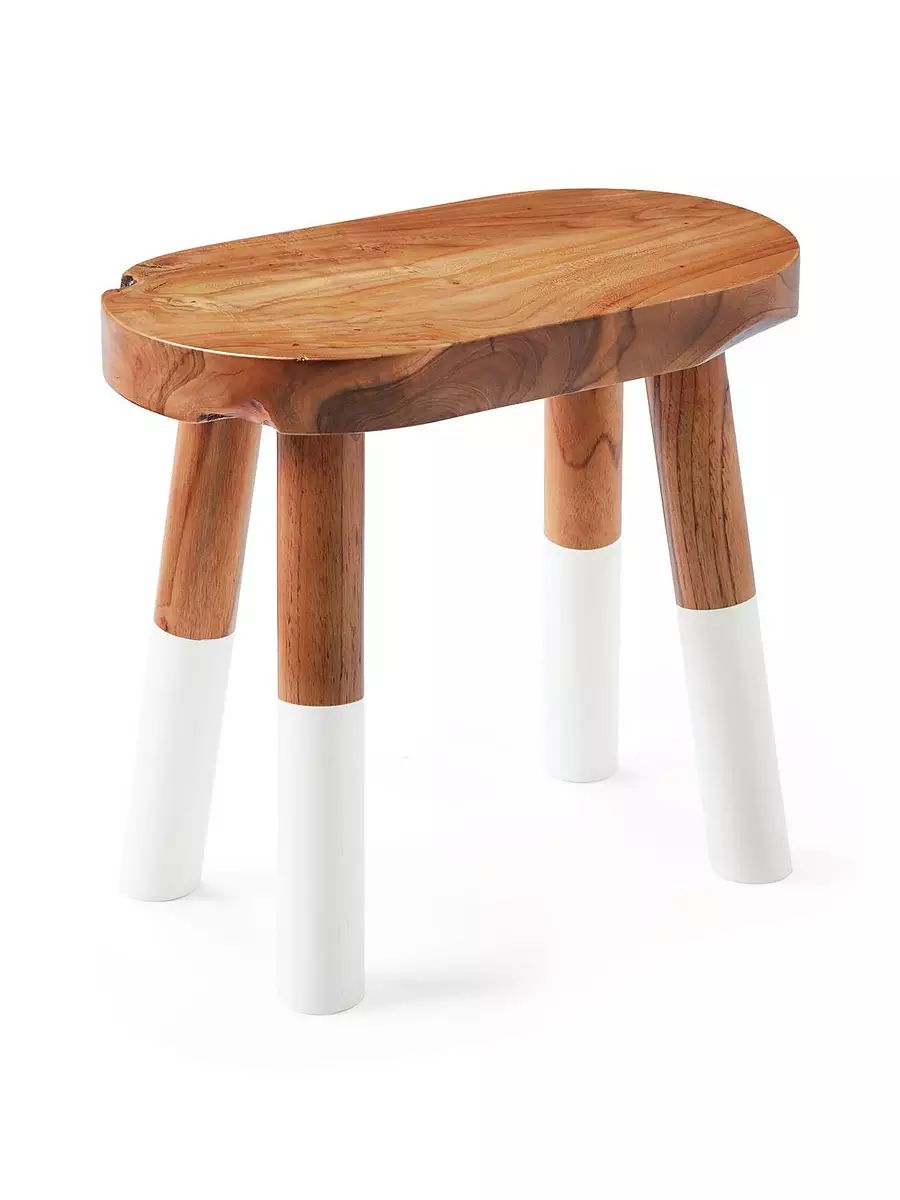 Dip-Dyed Oval Stool – White | Serena and Lily