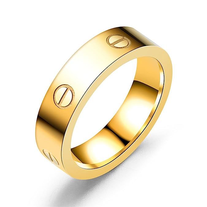 Mintrayor Lifetime Love Rings for Women Men Couples Valentine's Day Promise Wedding Band Size 5 Gold | Amazon (US)