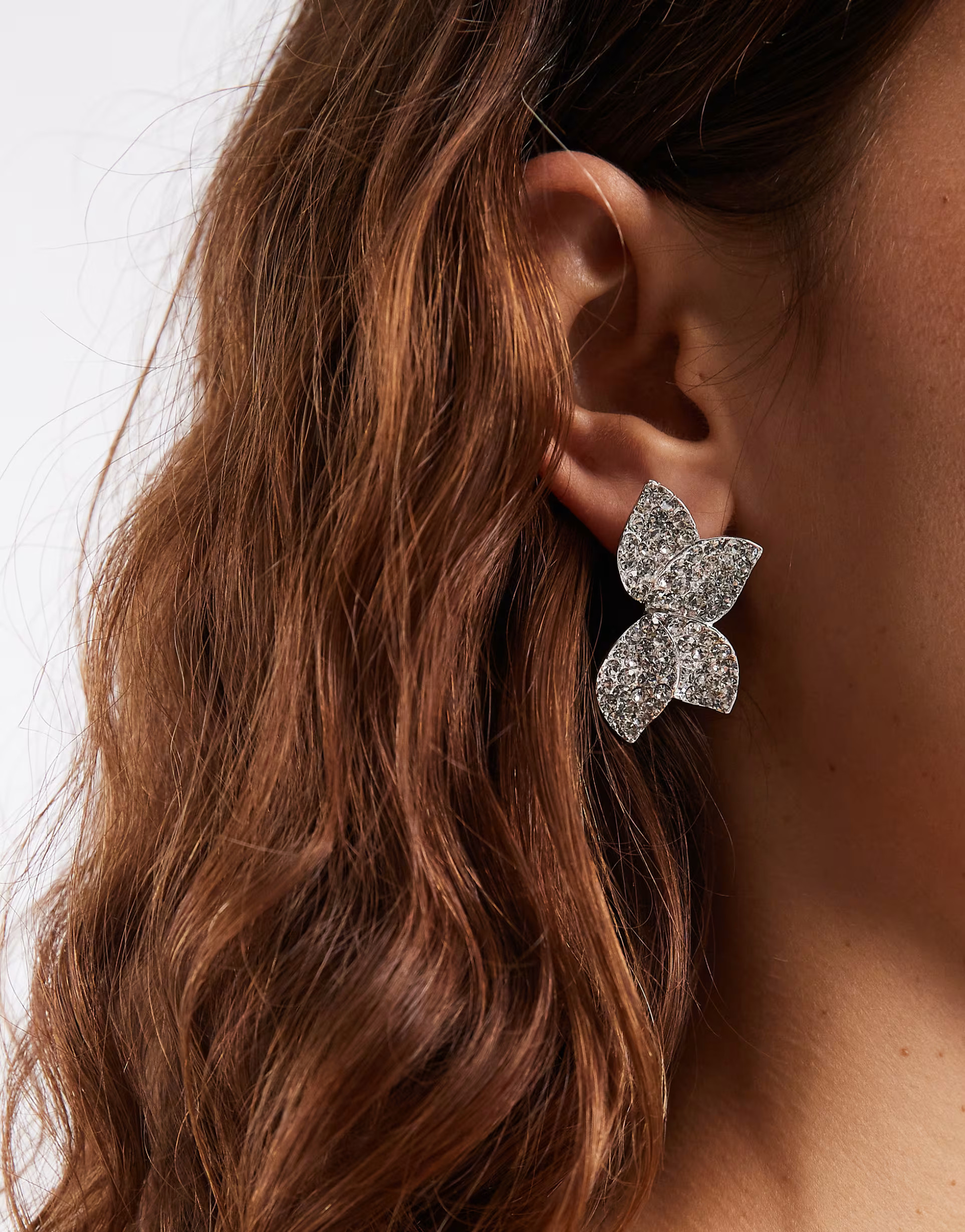 Accessorize - Boucles d'oreilles demi-pétales à strass - Argenté | ASOS (Global)