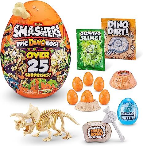 Smashers Epic Dino Egg Collectibles Triceratops Series 3 Dino by ZURU - with Over 25 Surprises, S... | Amazon (US)