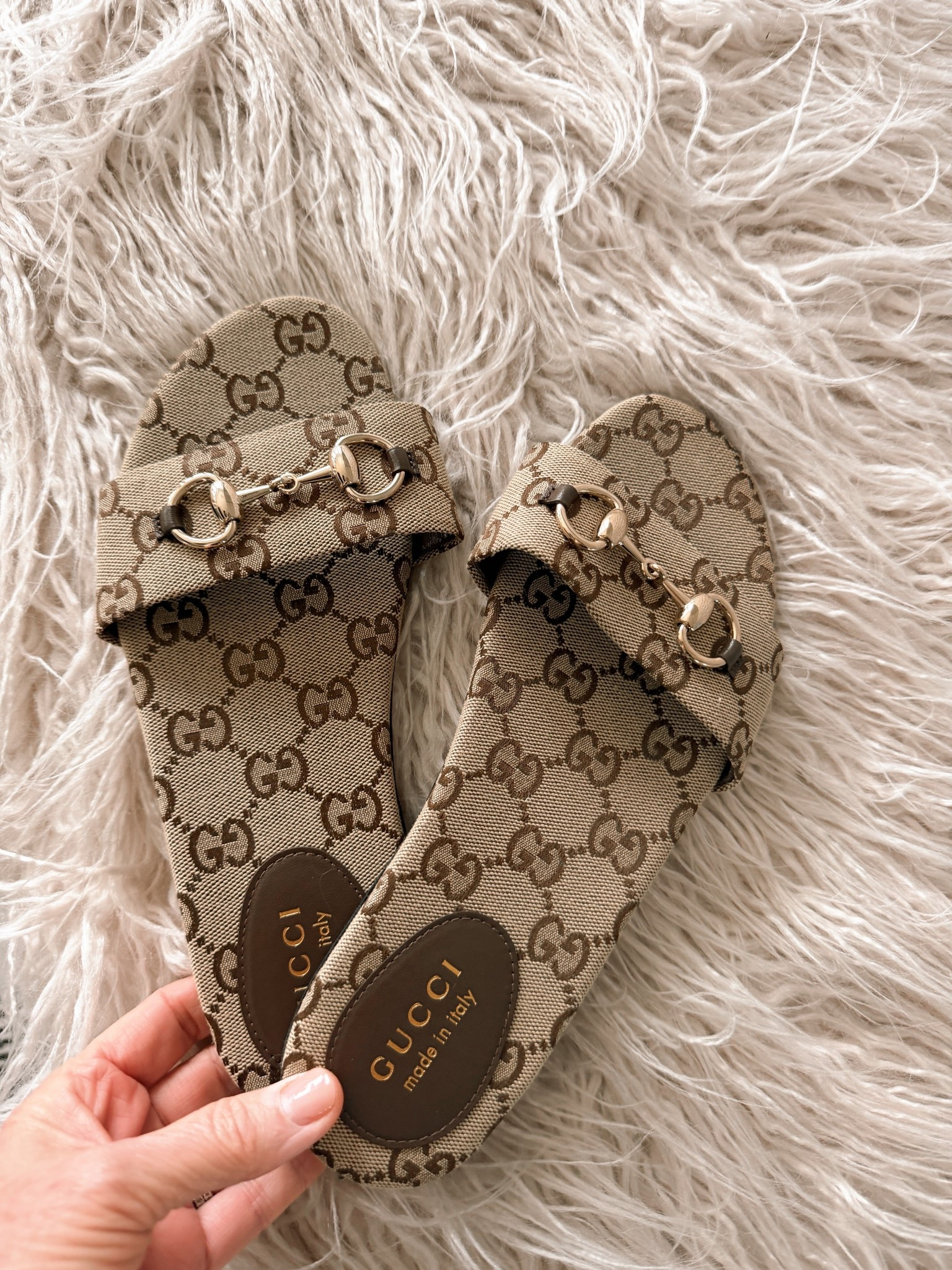 Comfortable Gucci sandals 
I’m between a 7.5 and an 8 and wear a 38