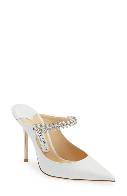Jimmy Choo Bing Crystal Embellished Glitter Mule in White at Nordstrom, Size 13Us | Nordstrom
