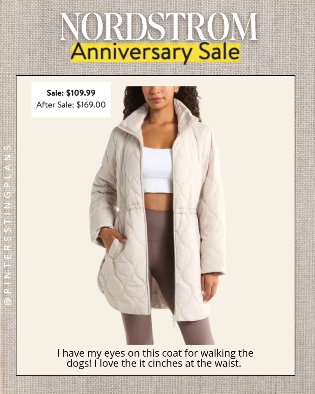 I have my eyes on this coat for walking the dogs! I love the it cinches at the waist.

Nsale
Nordstrom Anniversary Sale

#LTKootd #LTKSeasonal #LTKSaleAlert