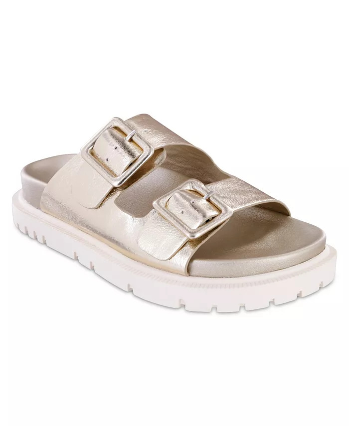 MIA Women's Gen Double Buckle Flat Slide Sandals - Macy's | Macy's