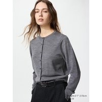 Uniqlo - 100% Merino Crew Neck Cardigan - Grey | UNIQLO (UK)