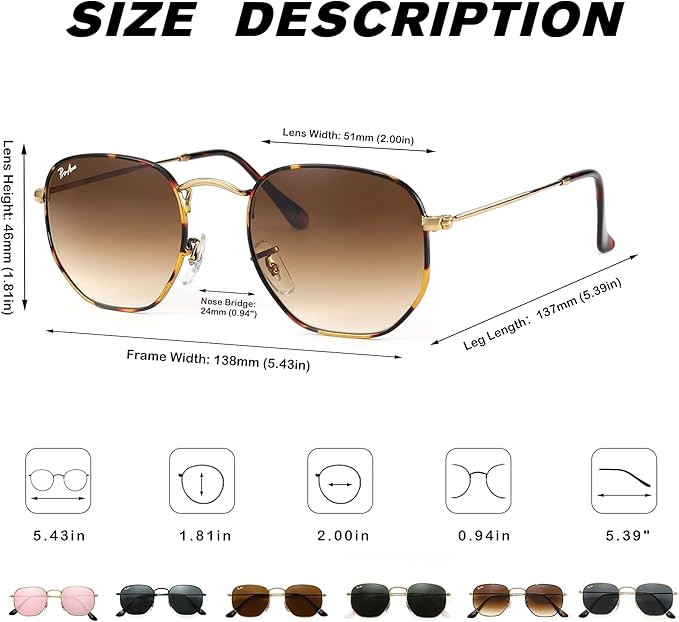 Pro Acme Small Square Sunglasses for Women Men 100% Real Glass Lens Hexagonal Frame | Amazon (US)