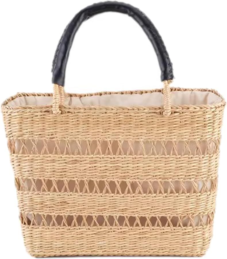 KIKISUM Womens Handwoven Straw Beach Tote Bag Summer Large Rectangular Handbag | Amazon (US)