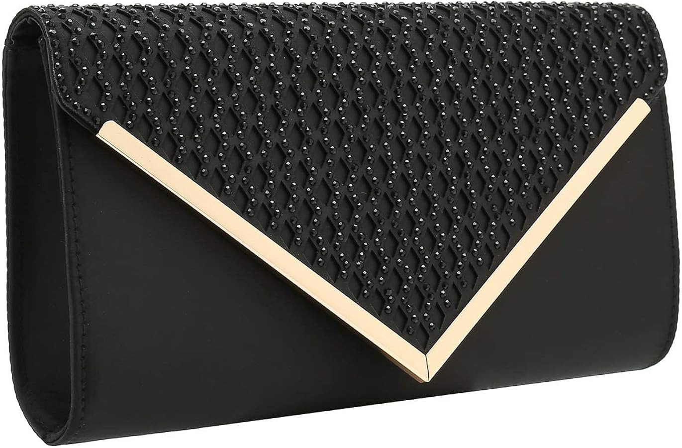CHARMING TAILOR Elegant Satin Evening Clutch for Women formal Shimmering Rhinestones Laser-cut Fl... | Amazon (US)